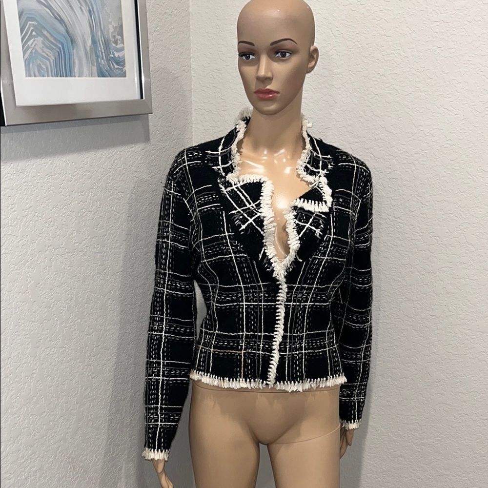 Vintage Harold’s-Women's Black and White Plaid Jacket